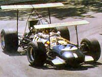 1969 Spanish GP: Courage's Brabham sporting huge wings