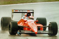 Caffi in the BMS-189 at a rainy San Marino GP 1989