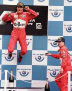The now famous Schuey victory leap! Canadian GP 1998